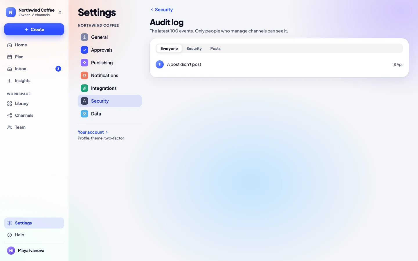 The audit log: who did what, and when