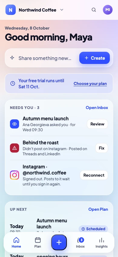 Release Social's Home on a phone