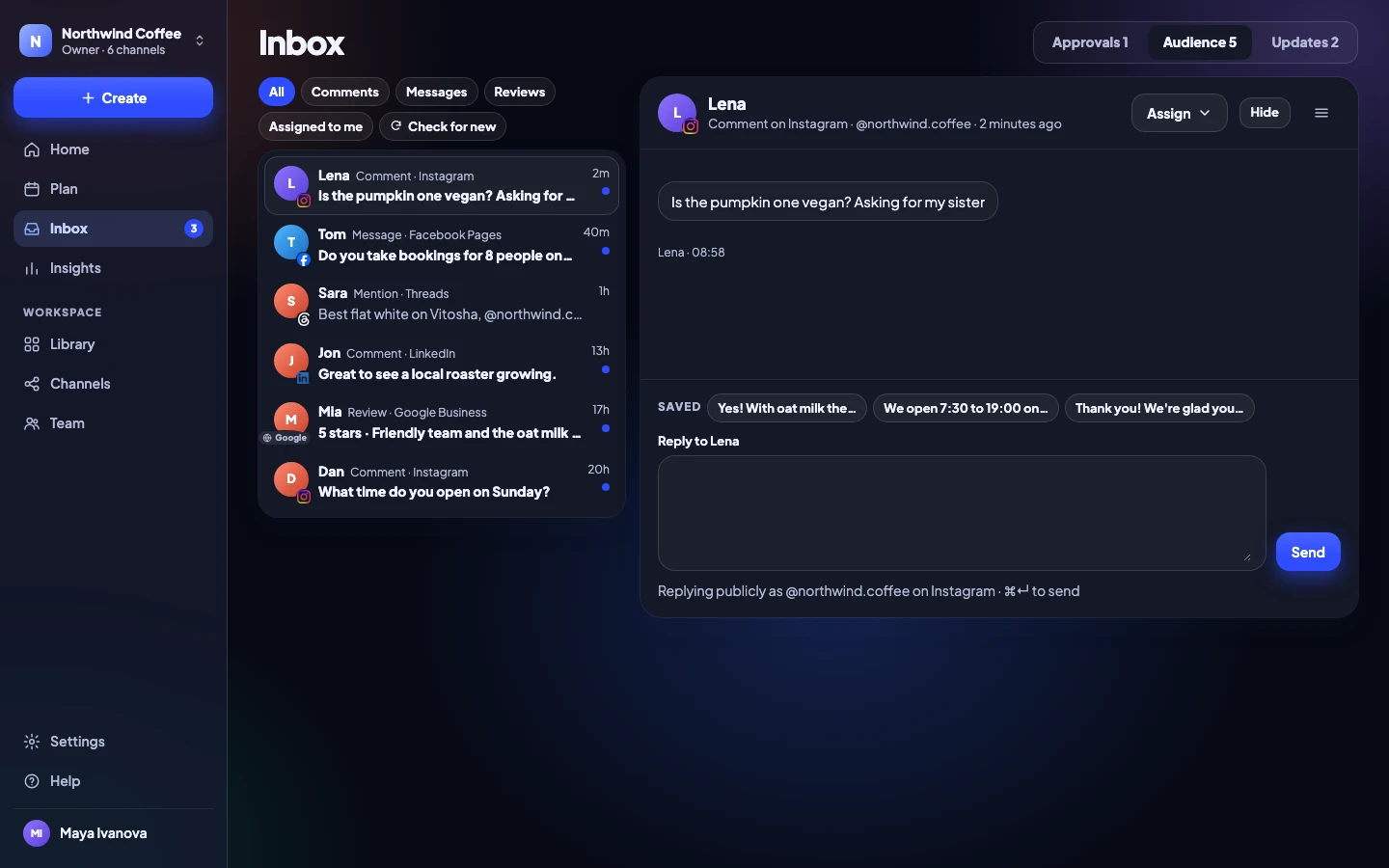 The Inbox with a conversation open