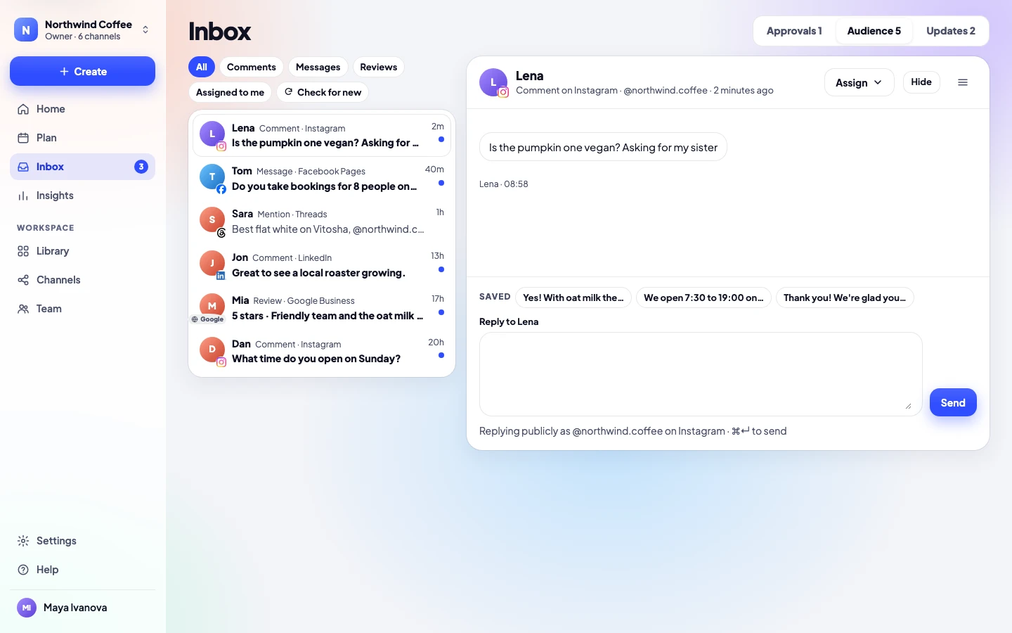 The Inbox with a conversation open