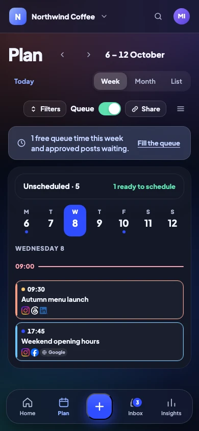 The Plan on a phone, in Dark