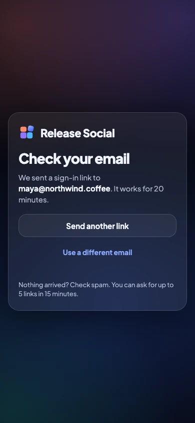 Signing in: “Check your email”, with no password