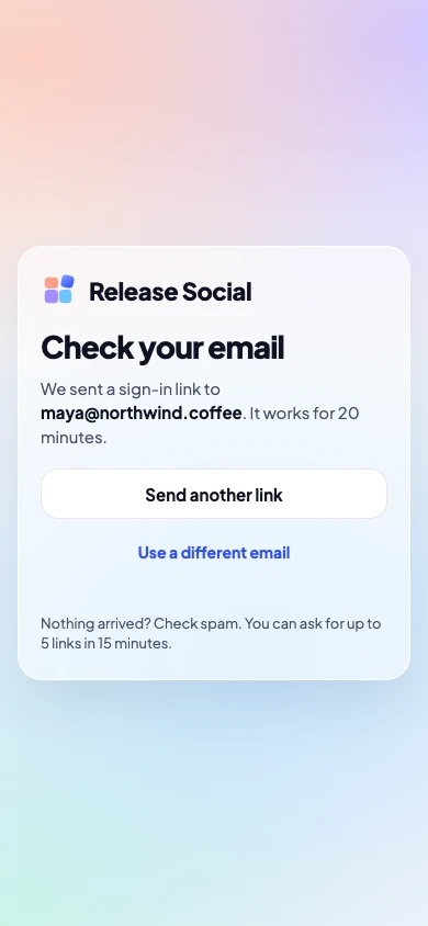 “Check your email” after asking for a sign-in link